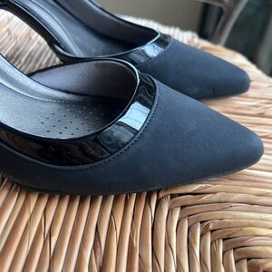 Life Stride Black Heels with Glossy Trim